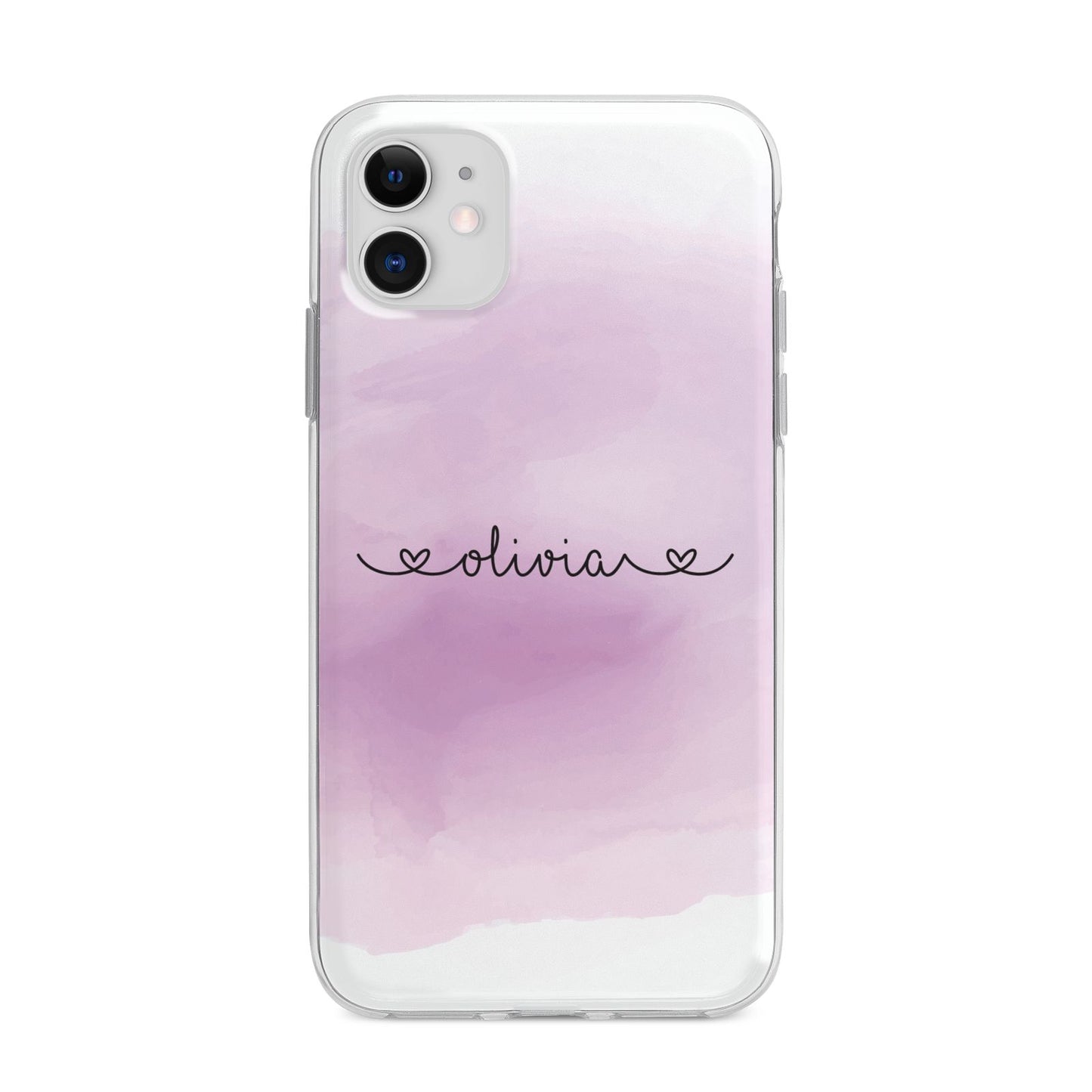 Personalised Handwritten Name Hearts Apple iPhone 11 in White with Bumper Case