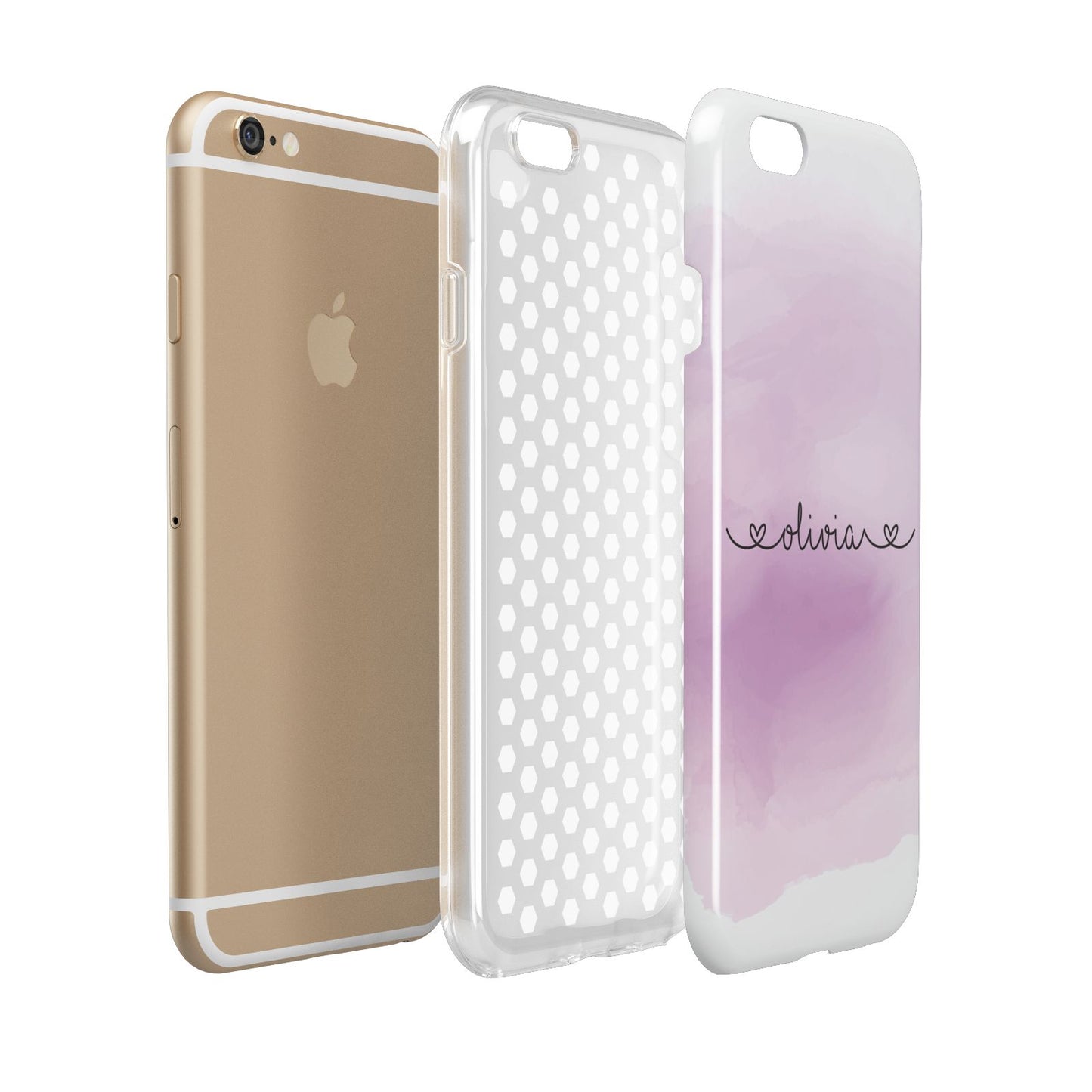 Personalised Handwritten Name Hearts Apple iPhone 6 3D Tough Case Expanded view