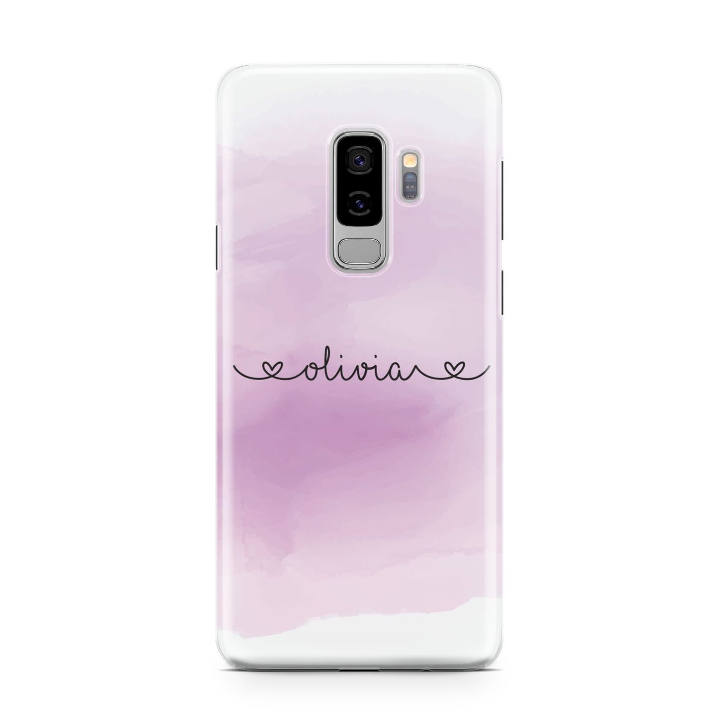 Personalised Handwritten Name Hearts Samsung Galaxy S9 Plus Case on Silver phone