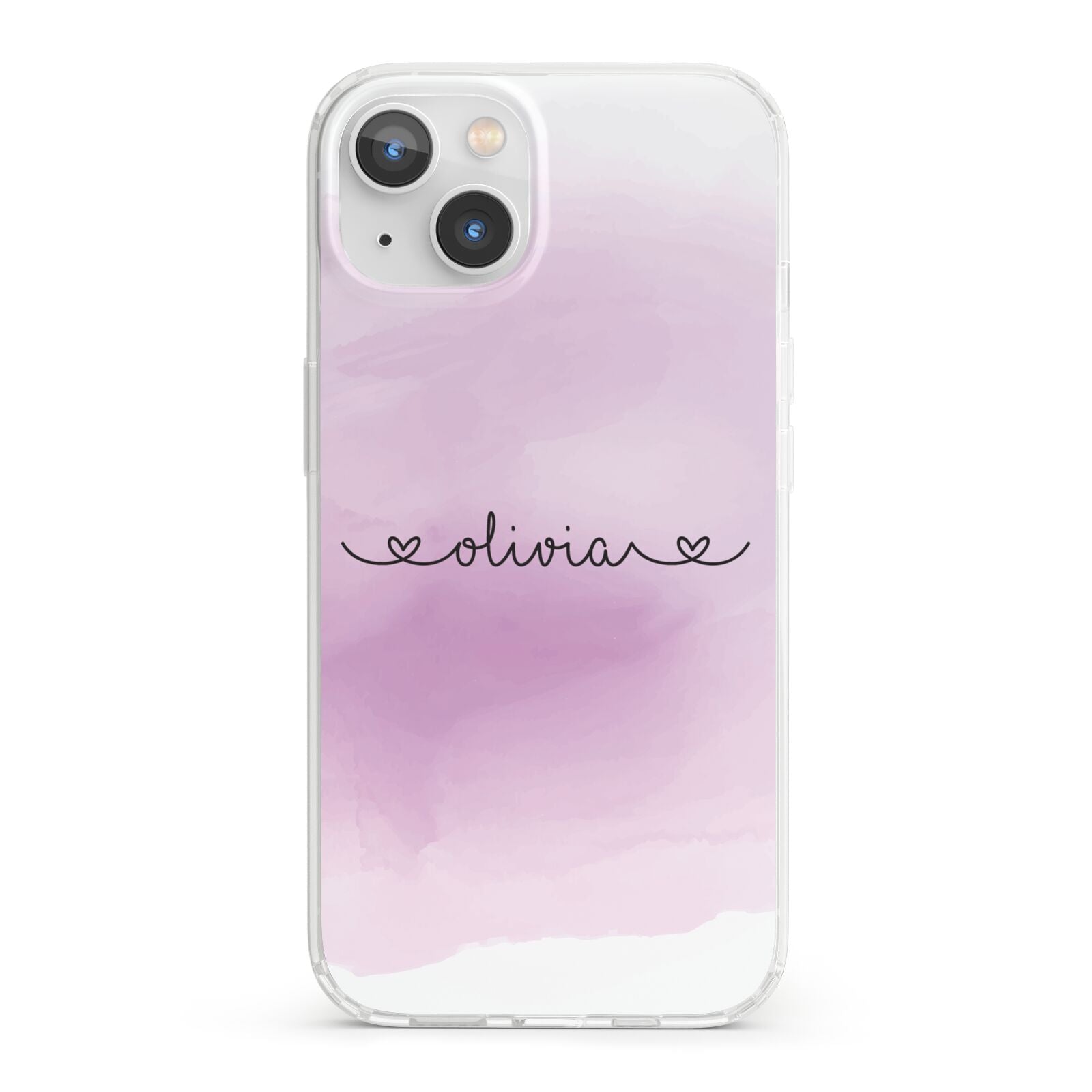 Personalised Handwritten Name Hearts iPhone 13 Clear Bumper Case
