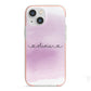 Personalised Handwritten Name Hearts iPhone 13 Mini TPU Impact Case with Pink Edges