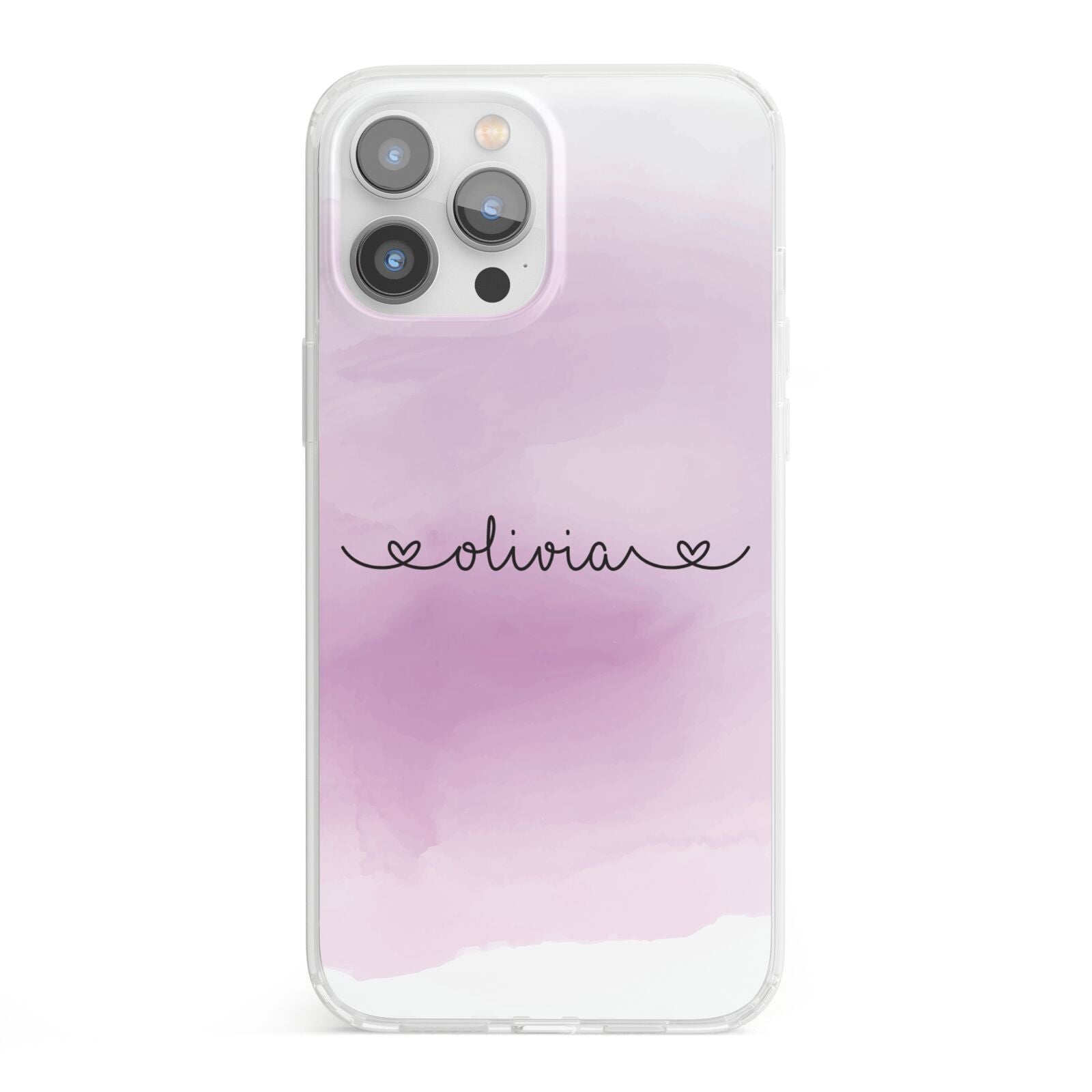 Personalised Handwritten Name Hearts iPhone 13 Pro Max Clear Bumper Case