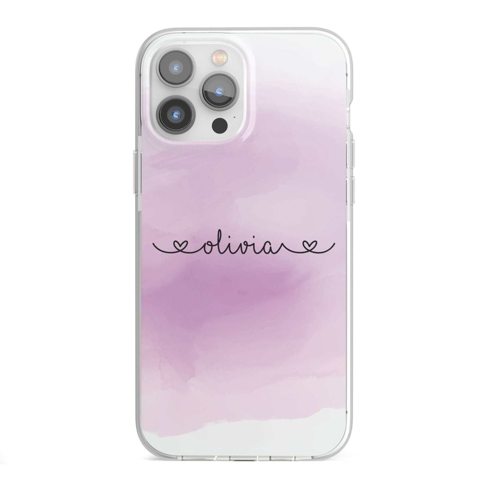 Personalised Handwritten Name Hearts iPhone 13 Pro Max TPU Impact Case with White Edges