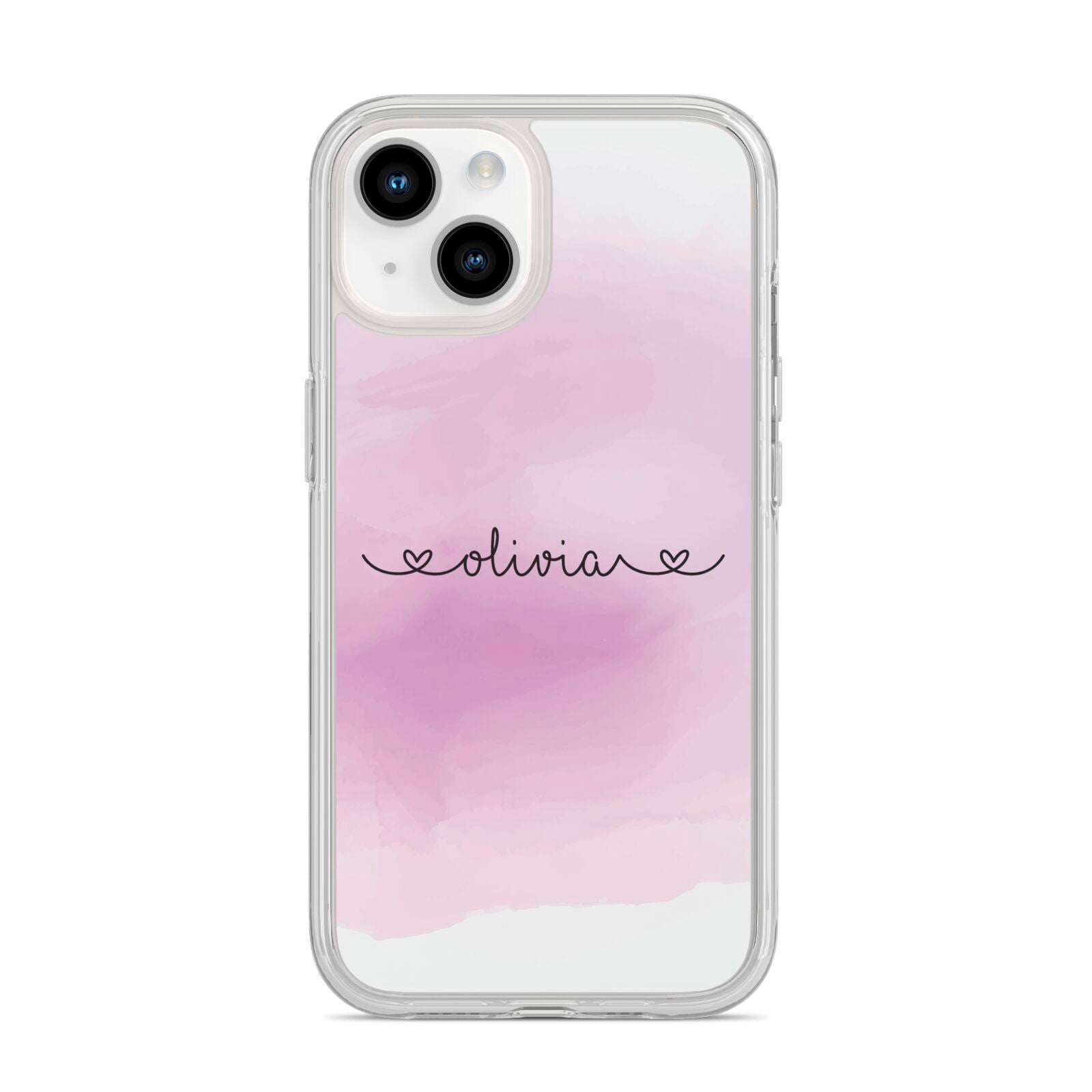 Personalised Handwritten Name Hearts iPhone 14 Clear Tough Case Starlight