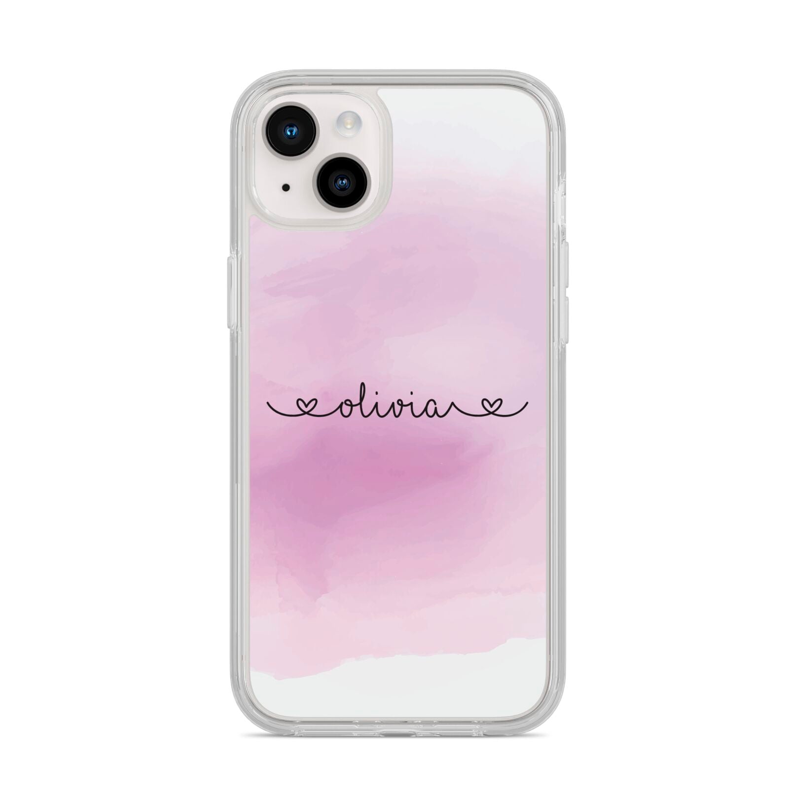 Personalised Handwritten Name Hearts iPhone 14 Plus Clear Tough Case Starlight