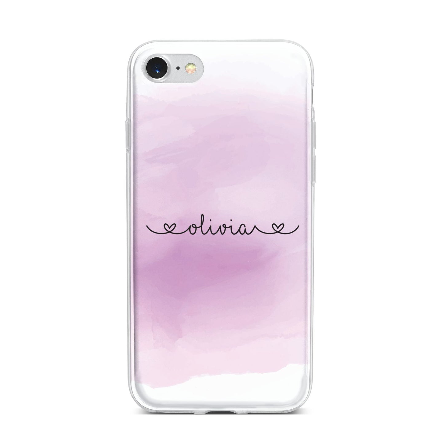 Personalised Handwritten Name Hearts iPhone 7 Bumper Case on Silver iPhone