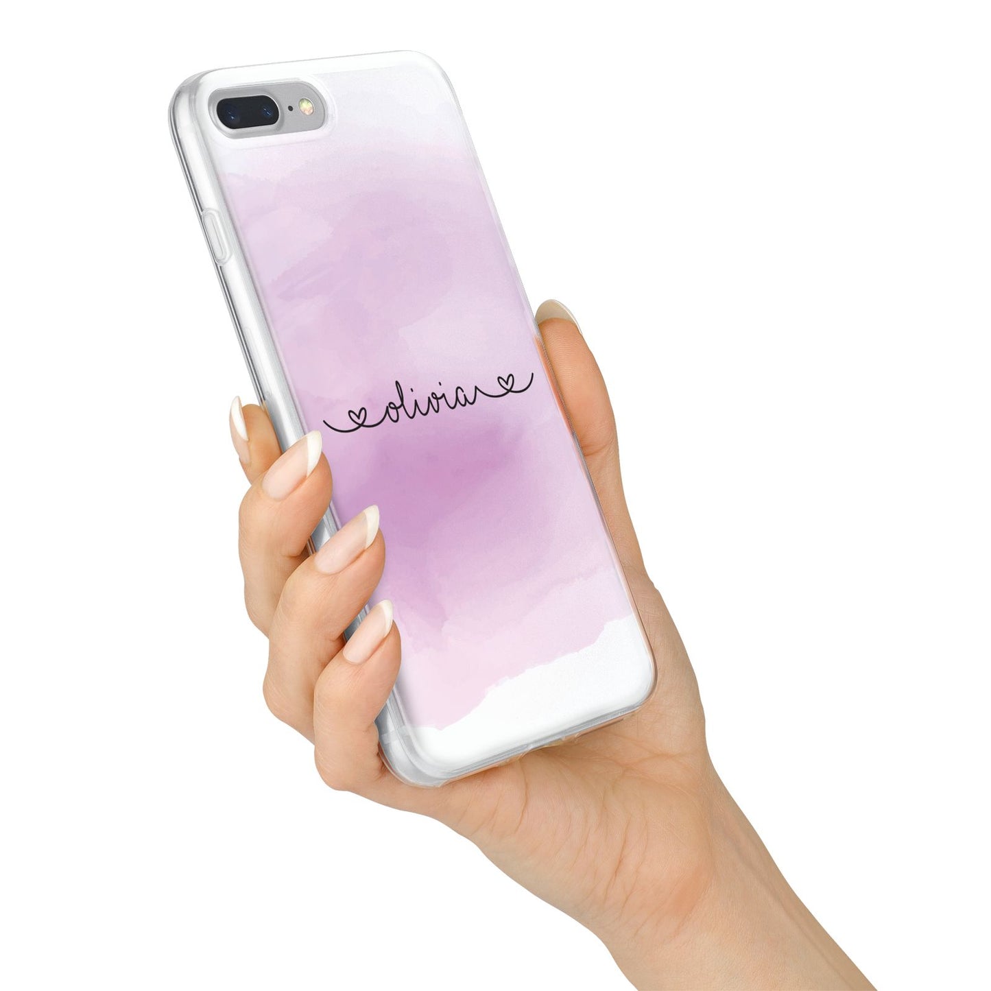 Personalised Handwritten Name Hearts iPhone 7 Plus Bumper Case on Silver iPhone Alternative Image