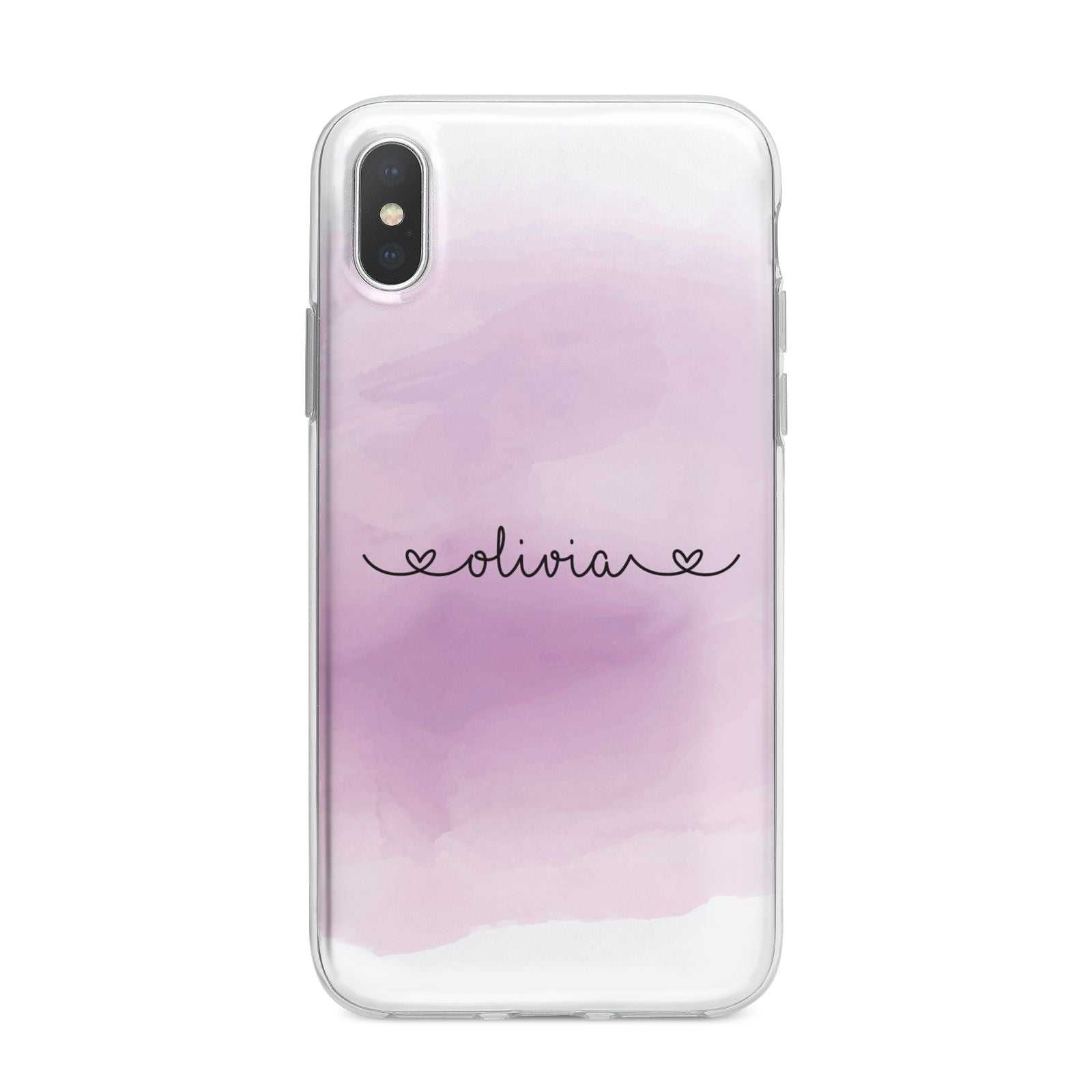 Personalised Handwritten Name Hearts iPhone X Bumper Case on Silver iPhone Alternative Image 1