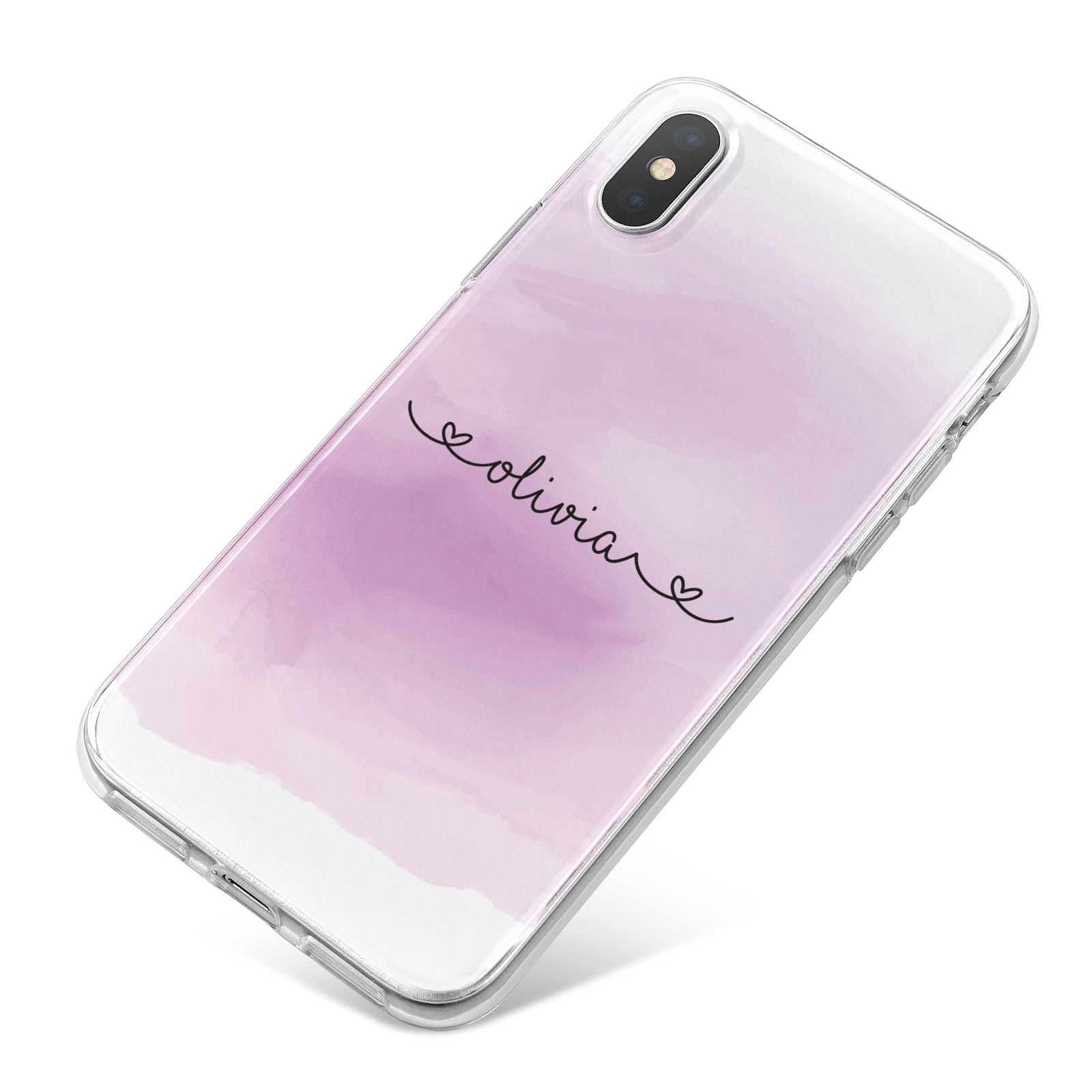 Personalised Handwritten Name Hearts iPhone X Bumper Case on Silver iPhone
