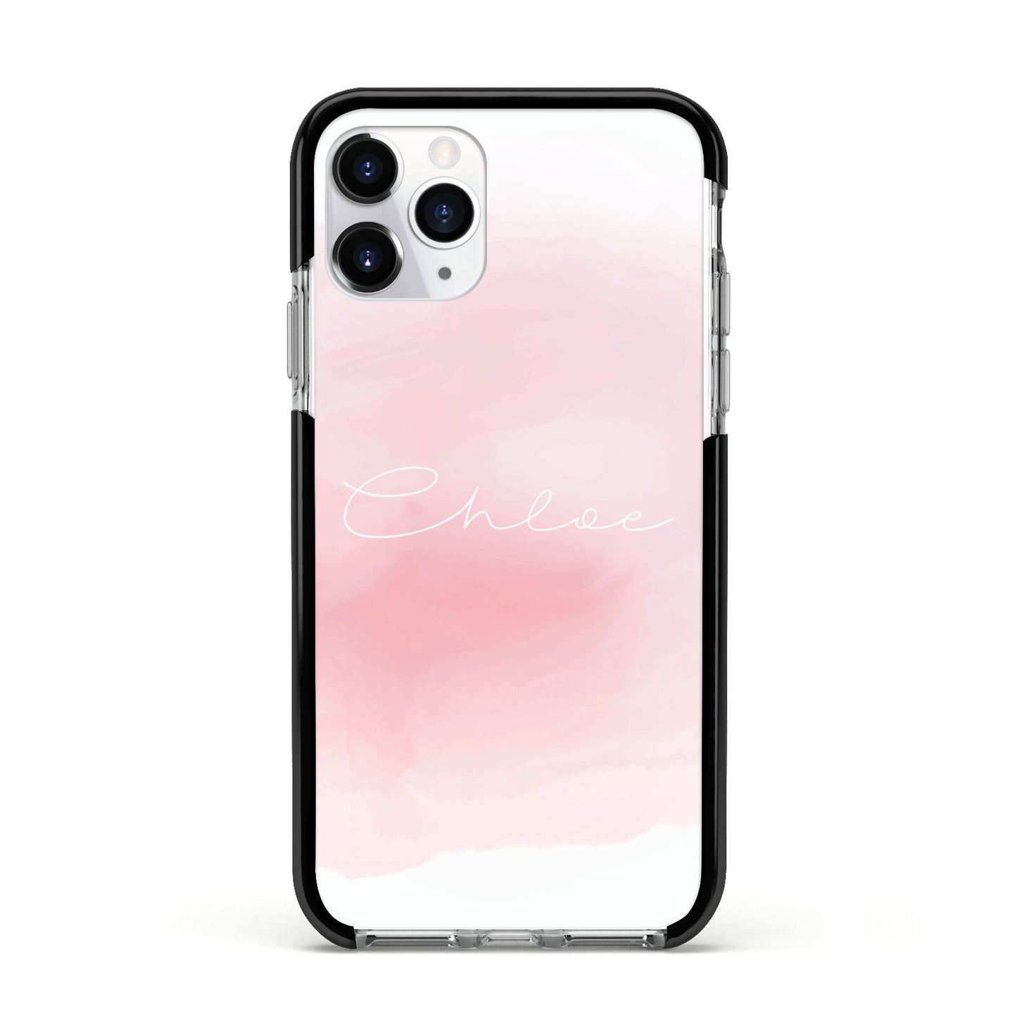Personalised Handwritten Name Watercolour Apple iPhone 11 Pro in Silver with Black Impact Case