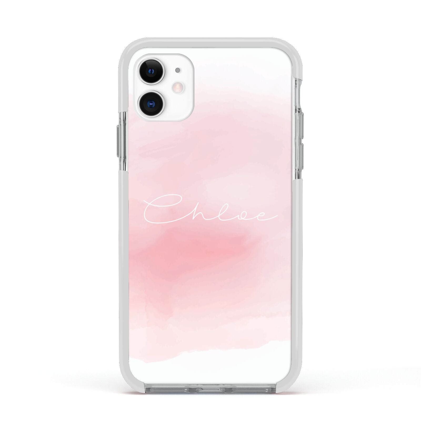Personalised Handwritten Name Watercolour Apple iPhone 11 in White with White Impact Case