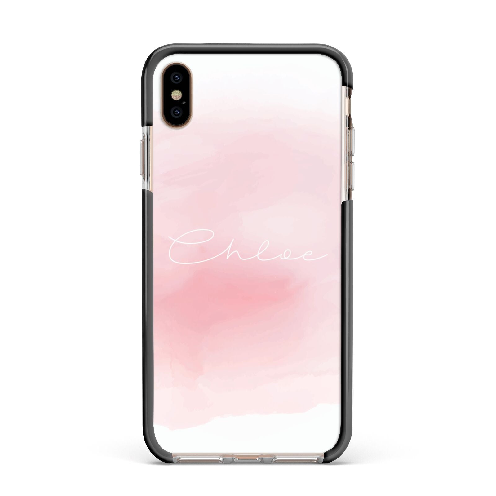 Personalised Handwritten Name Watercolour Apple iPhone Xs Max Impact Case Black Edge on Gold Phone
