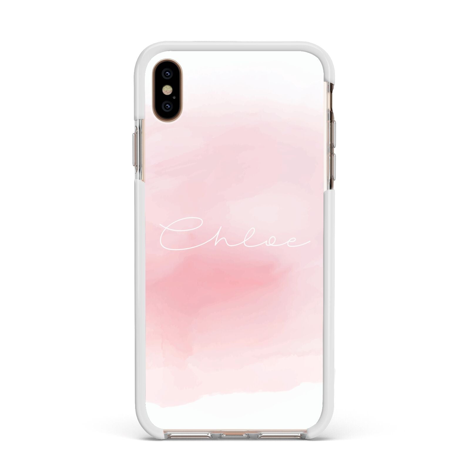Personalised Handwritten Name Watercolour Apple iPhone Xs Max Impact Case White Edge on Gold Phone