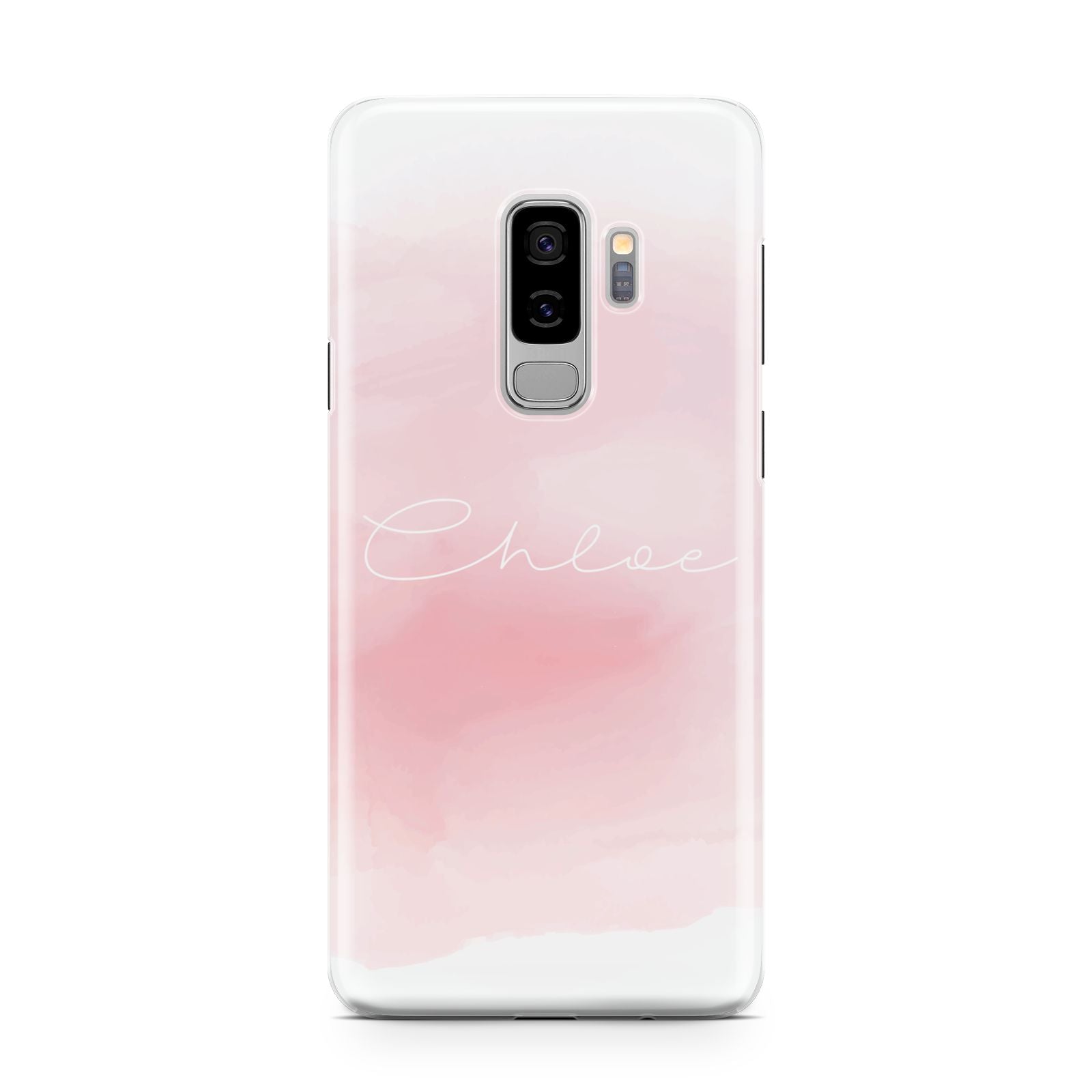 Personalised Handwritten Name Watercolour Samsung Galaxy S9 Plus Case on Silver phone