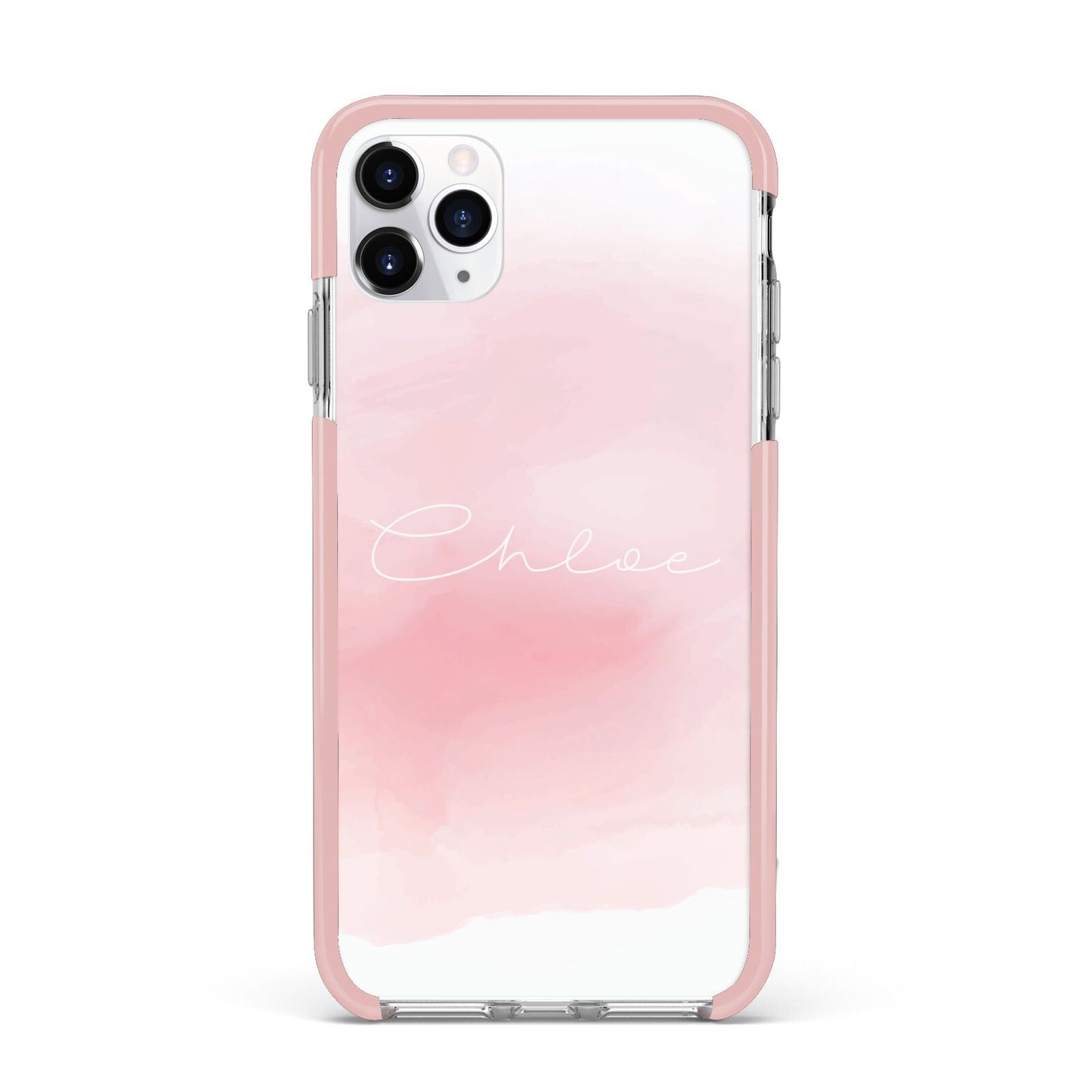 Personalised Handwritten Name Watercolour iPhone 11 Pro Max Impact Pink Edge Case
