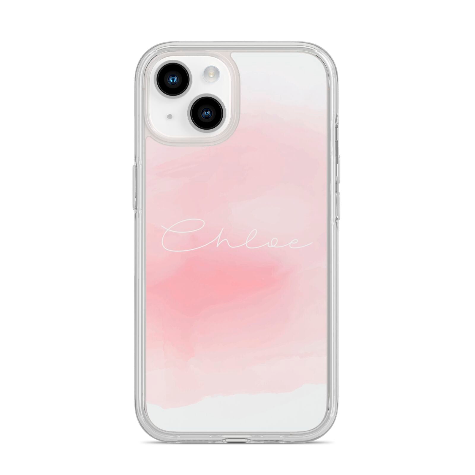 Personalised Handwritten Name Watercolour iPhone 14 Clear Tough Case Starlight