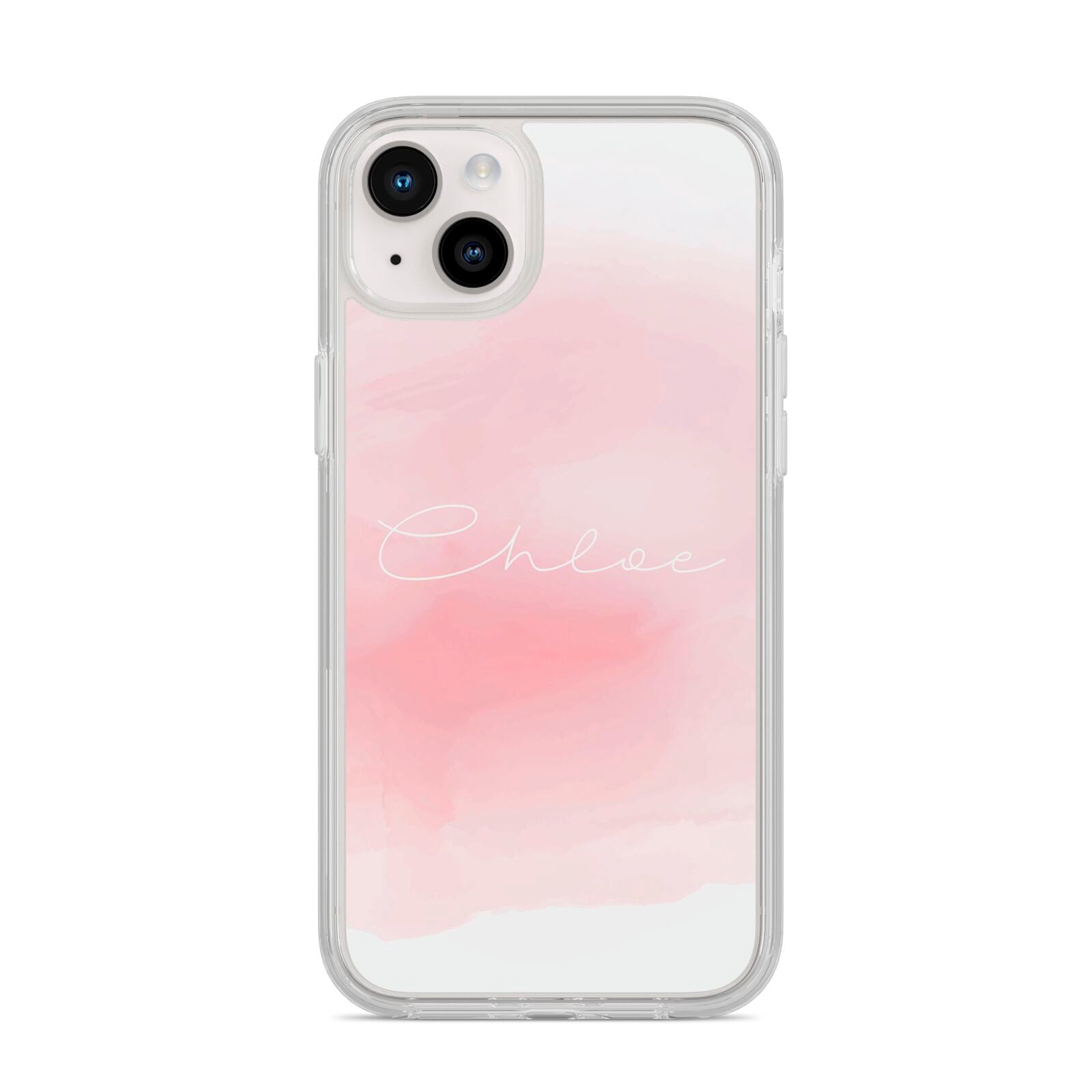 Personalised Handwritten Name Watercolour iPhone 14 Plus Clear Tough Case Starlight