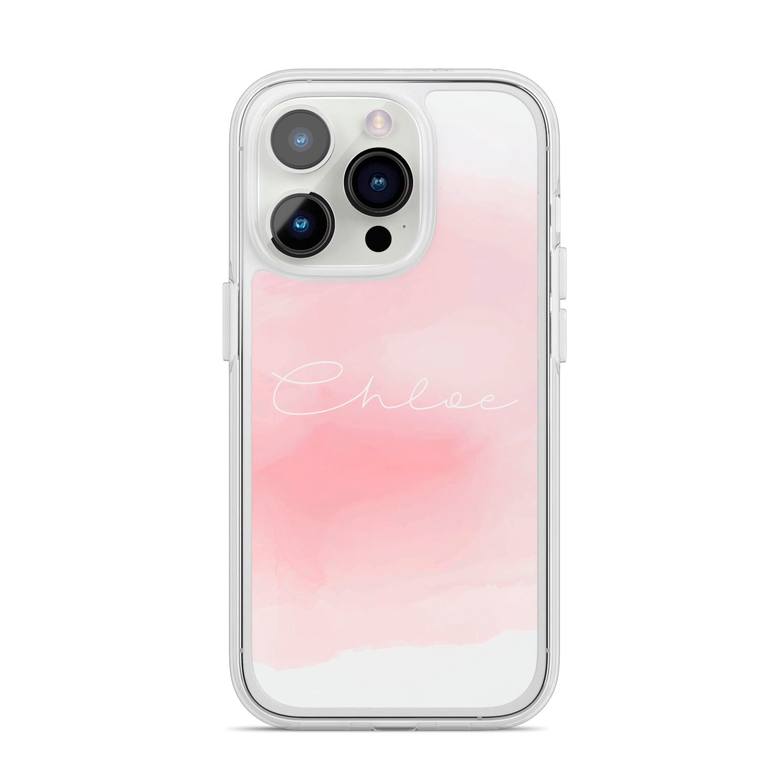 Personalised Handwritten Name Watercolour iPhone 14 Pro Clear Tough Case Silver