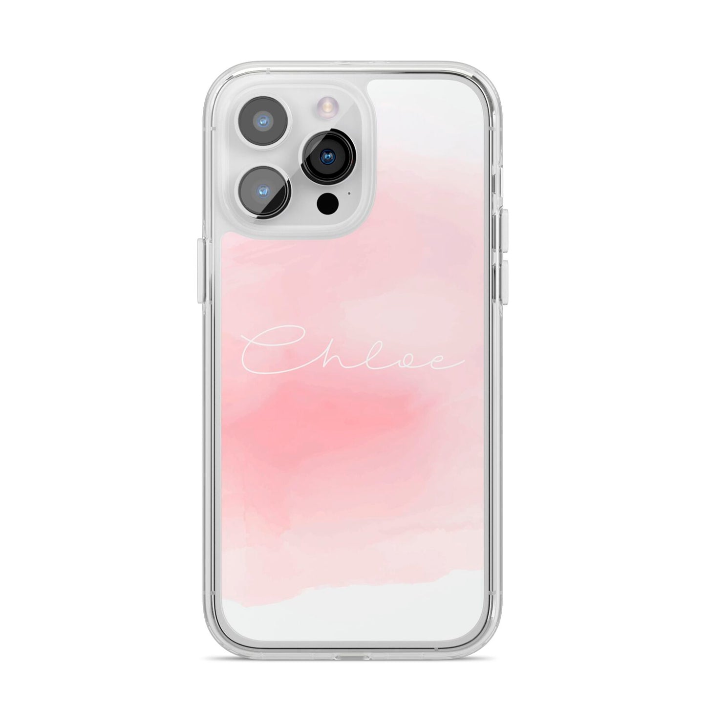Personalised Handwritten Name Watercolour iPhone 14 Pro Max Clear Tough Case Silver