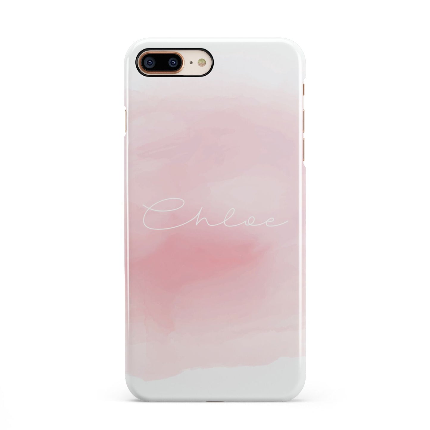 Personalised Handwritten Name Watercolour iPhone 8 Plus 3D Snap Case on Gold Phone