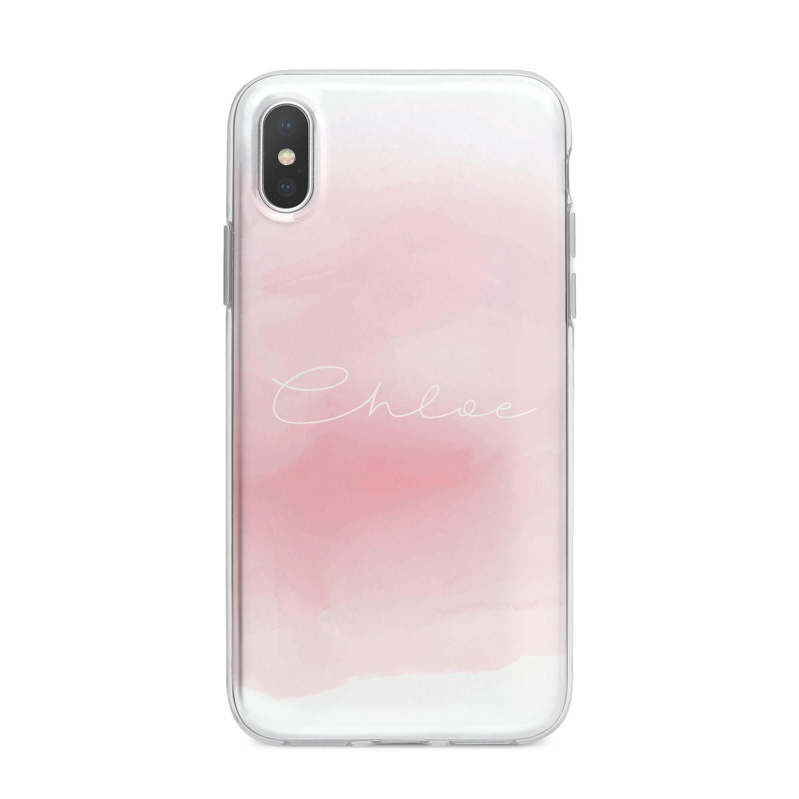 Personalised Handwritten Name Watercolour iPhone X Bumper Case on Silver iPhone Alternative Image 1