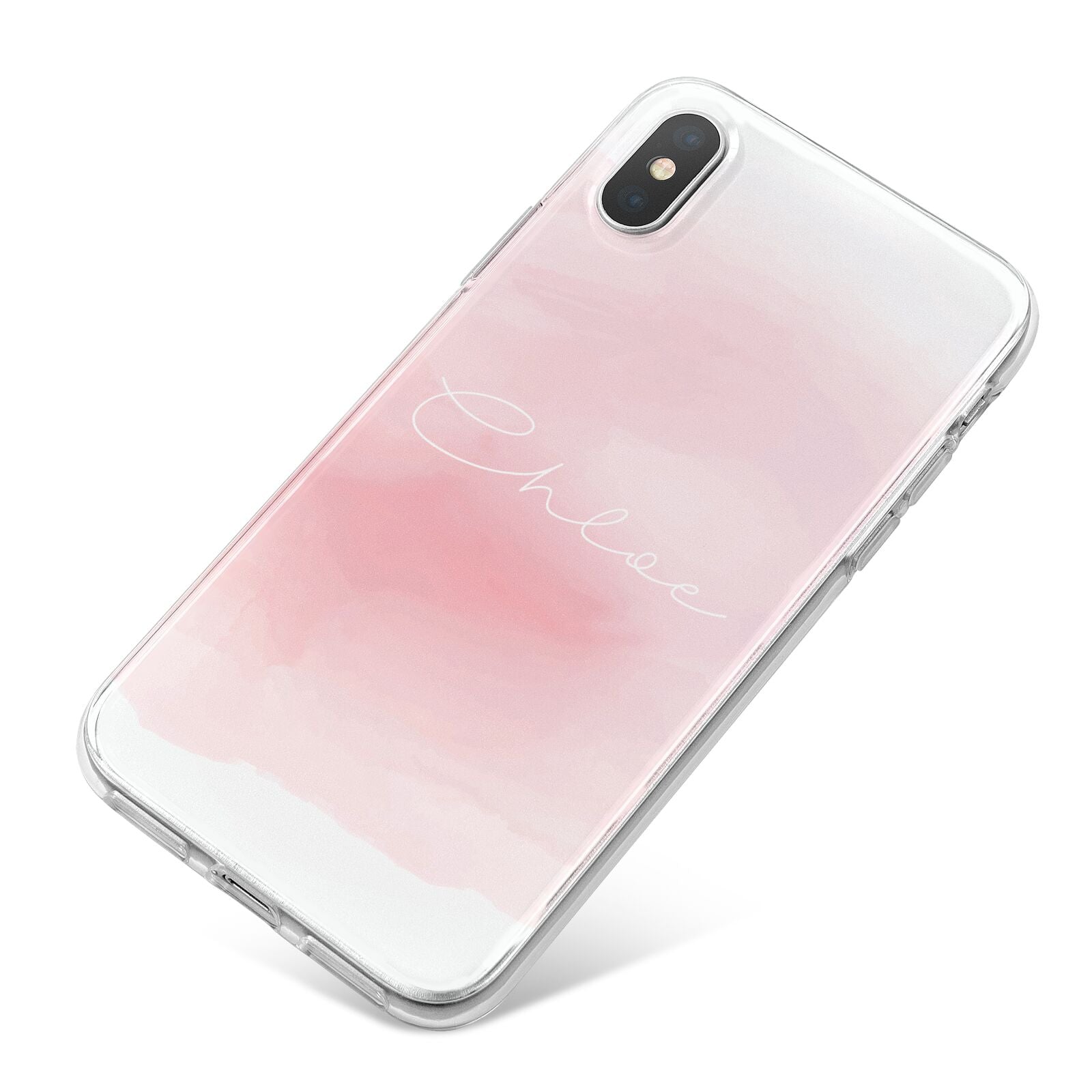 Personalised Handwritten Name Watercolour iPhone X Bumper Case on Silver iPhone
