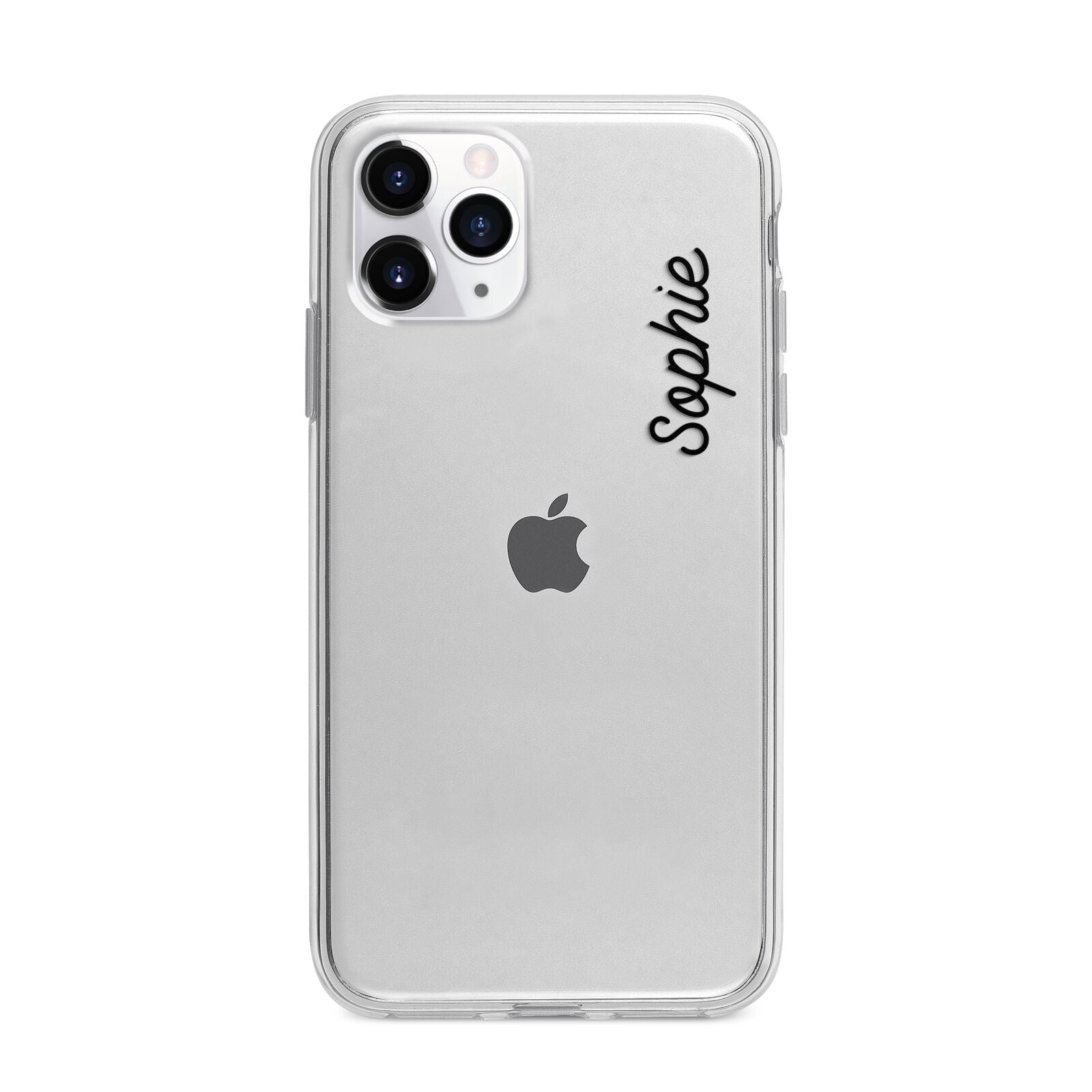 Personalised Handwritten Small Name Custom Clear Apple iPhone 11 Pro Max in Silver with Bumper Case