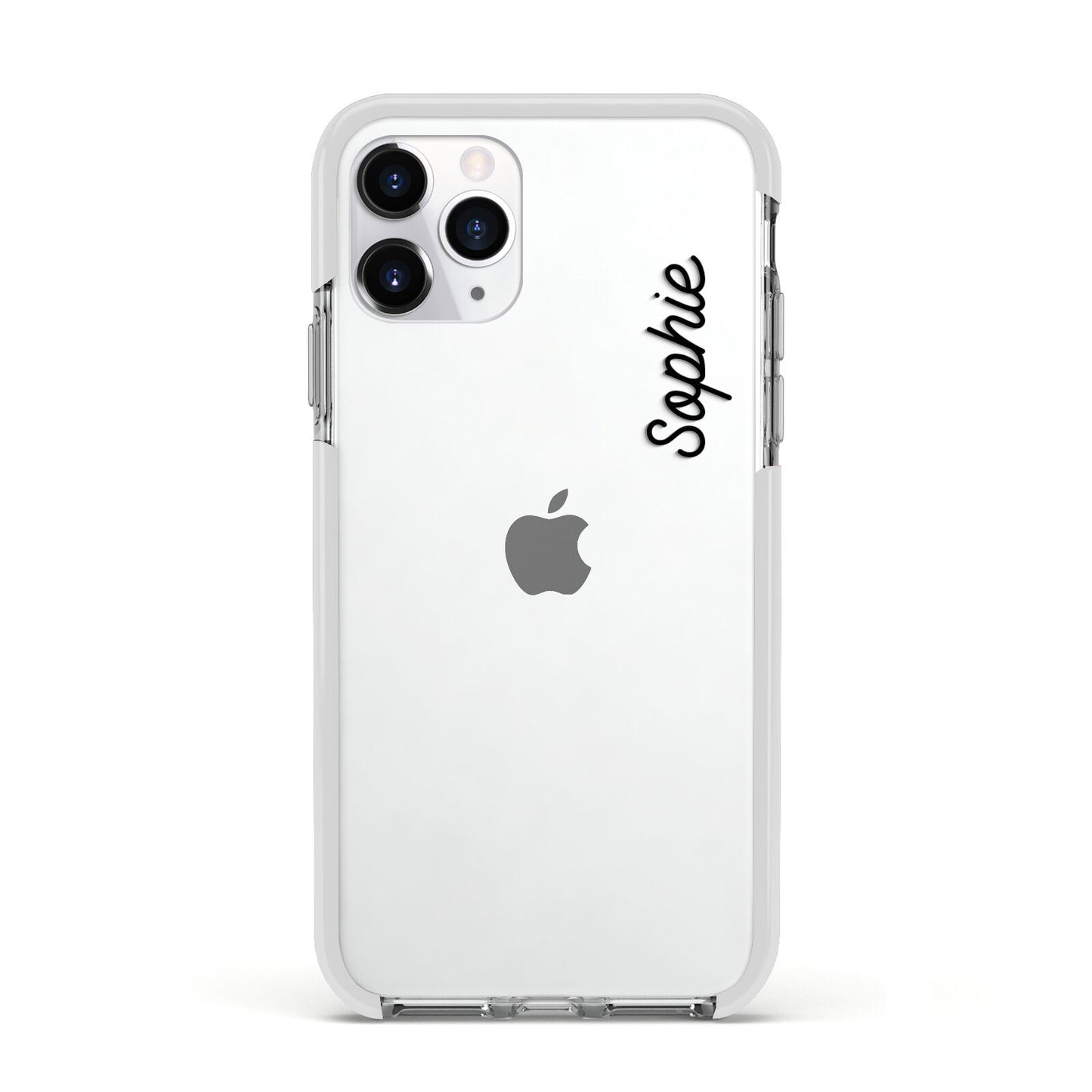Personalised Handwritten Small Name Custom Clear Apple iPhone 11 Pro in Silver with White Impact Case