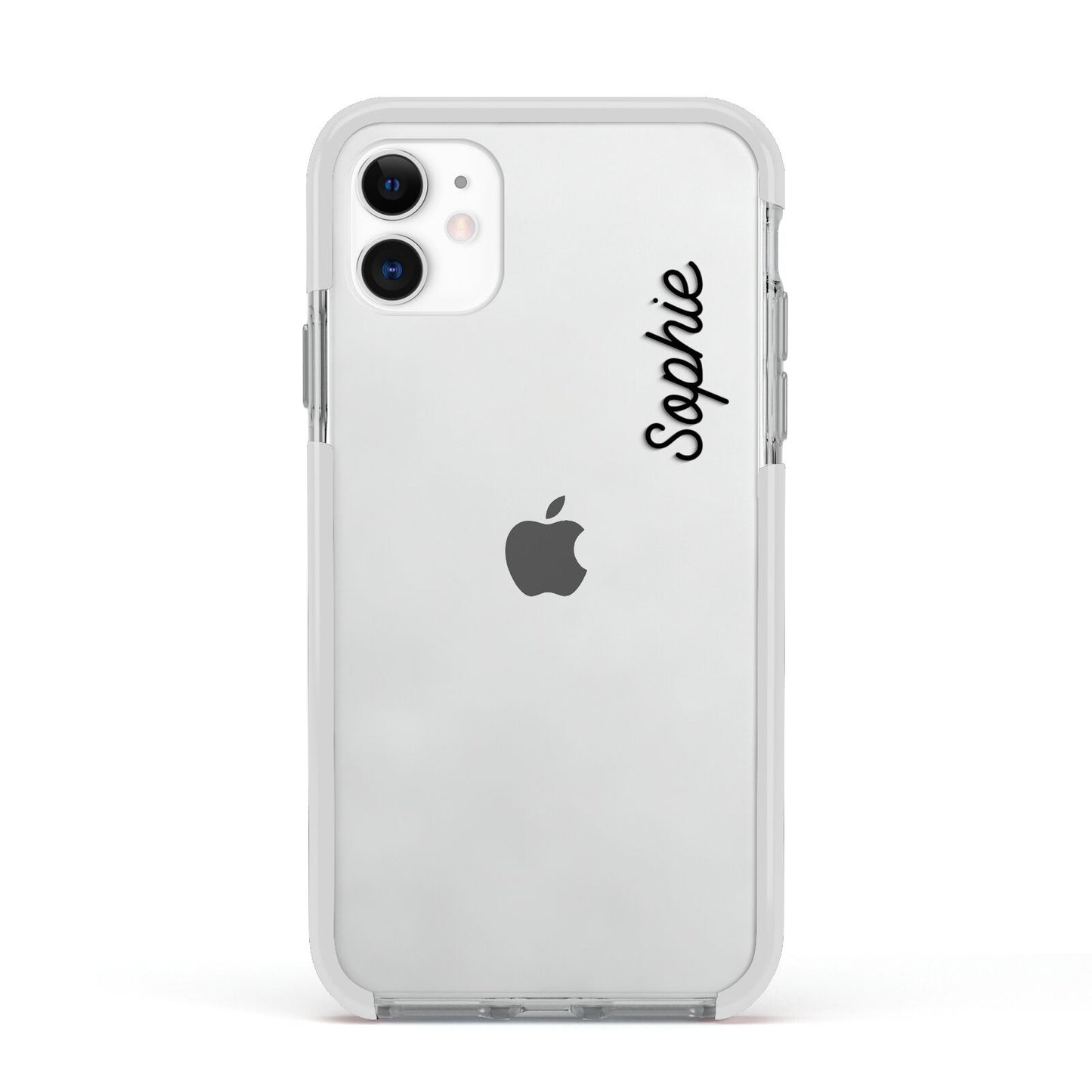 Personalised Handwritten Small Name Custom Clear Apple iPhone 11 in White with White Impact Case