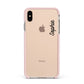 Personalised Handwritten Small Name Custom Clear Apple iPhone Xs Max Impact Case Pink Edge on Gold Phone