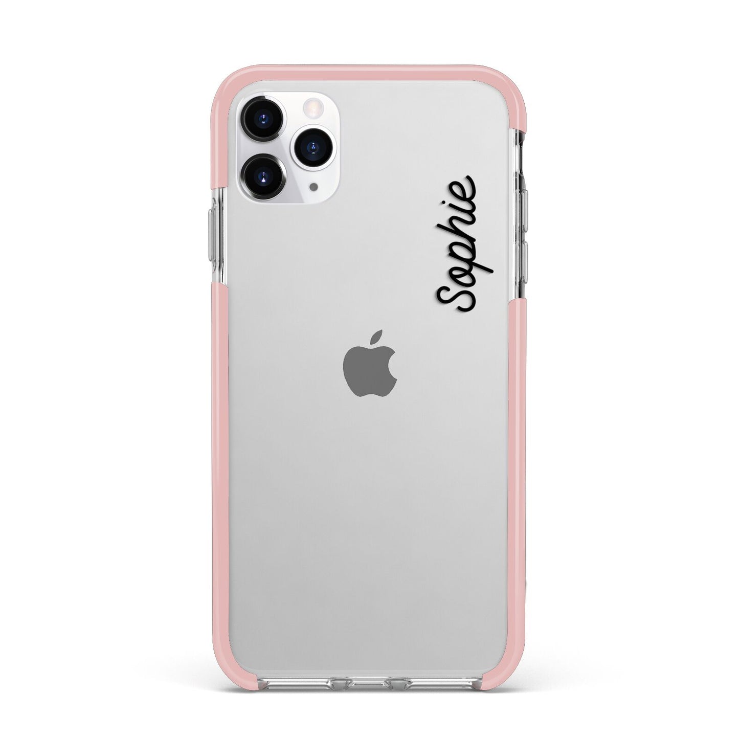 Personalised Handwritten Small Name Custom Clear iPhone 11 Pro Max Impact Pink Edge Case