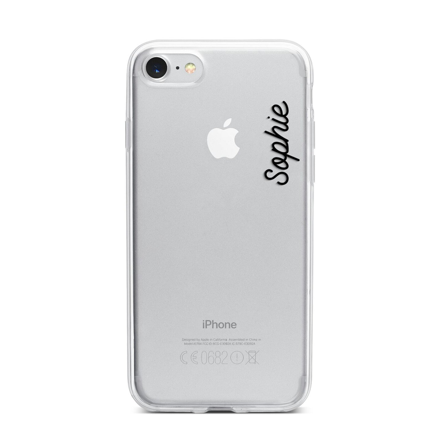 Personalised Handwritten Small Name Custom Clear iPhone 7 Bumper Case on Silver iPhone