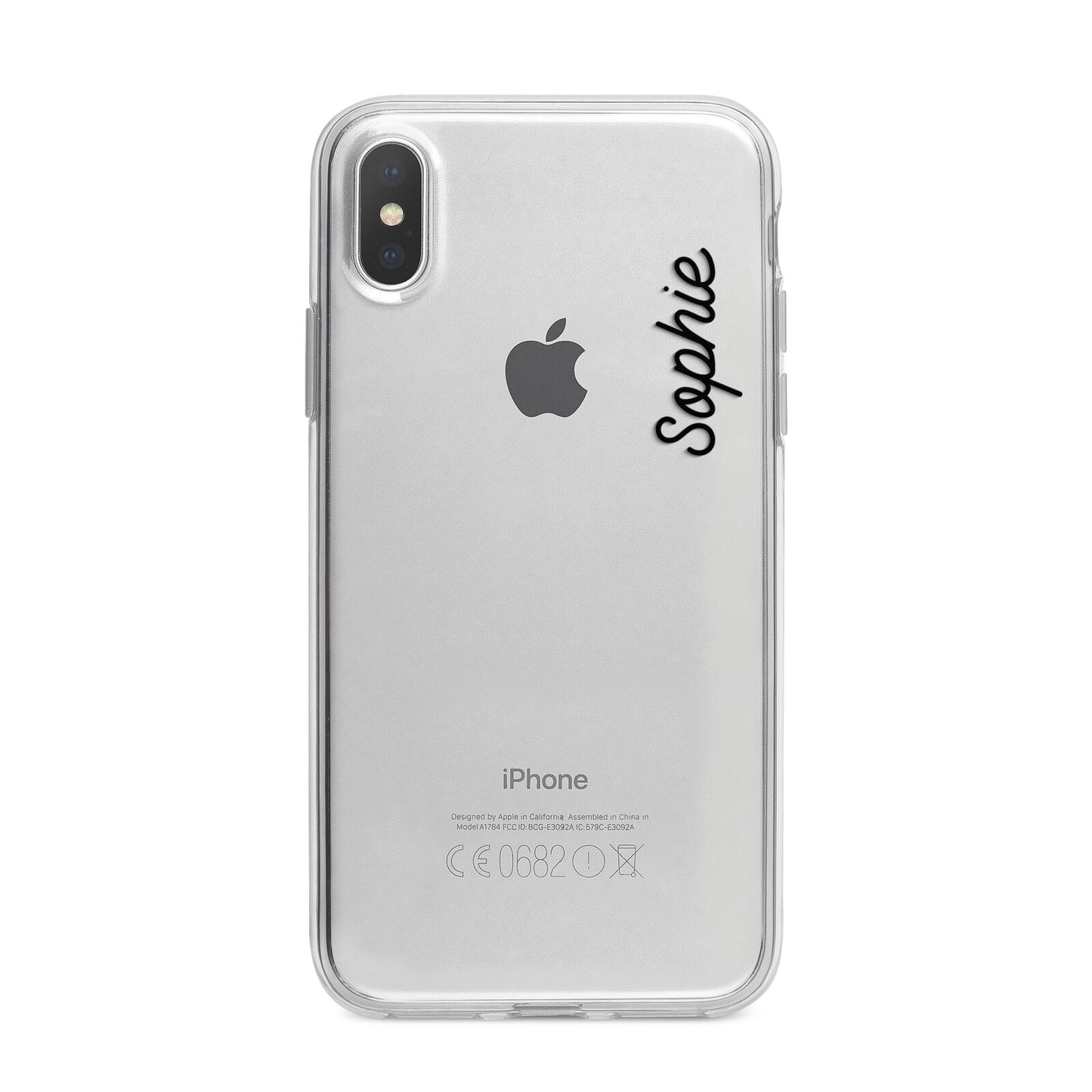 Personalised Handwritten Small Name Custom Clear iPhone X Bumper Case on Silver iPhone Alternative Image 1