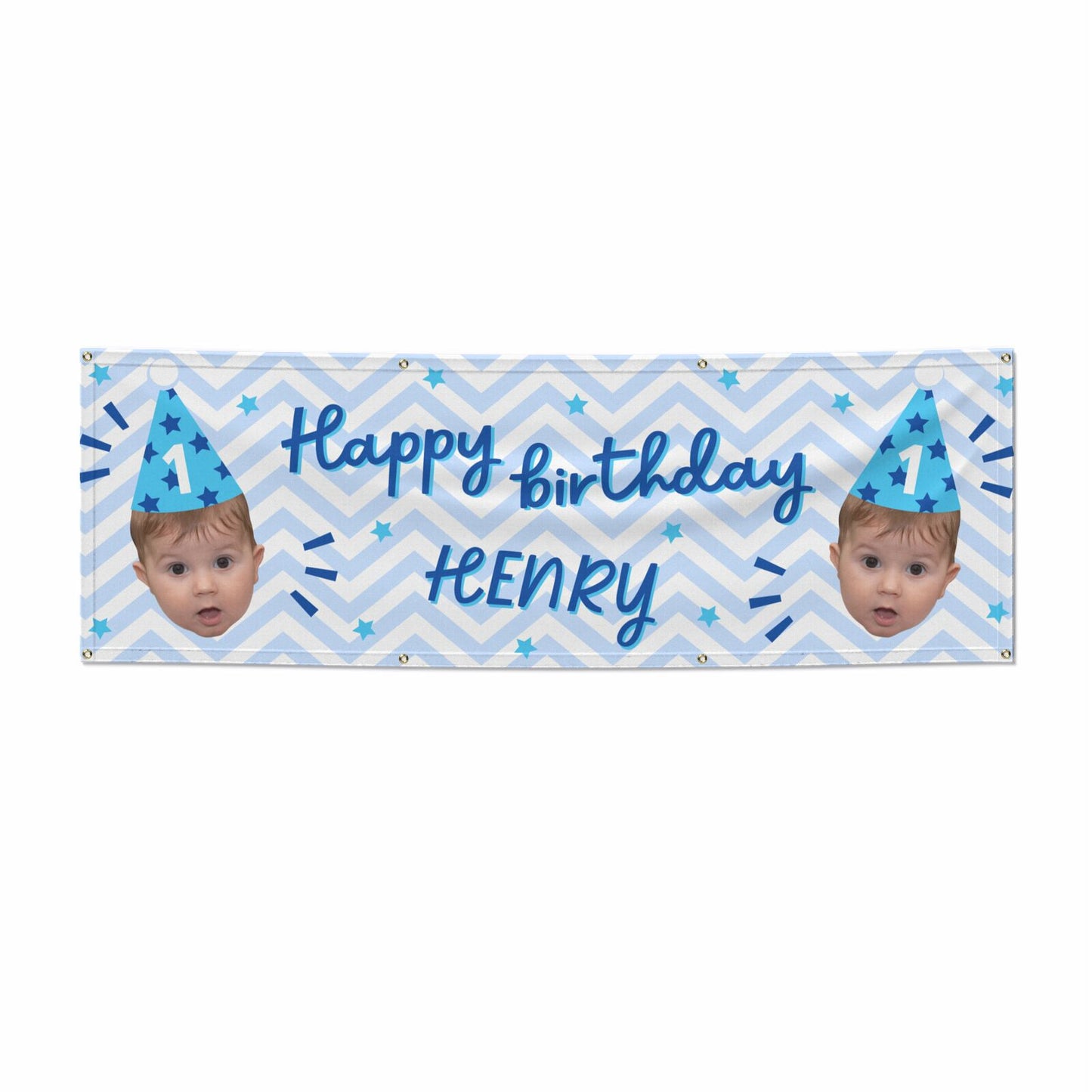 Personalised Happy Birthday Face 6x2 Vinly Banner with Grommets