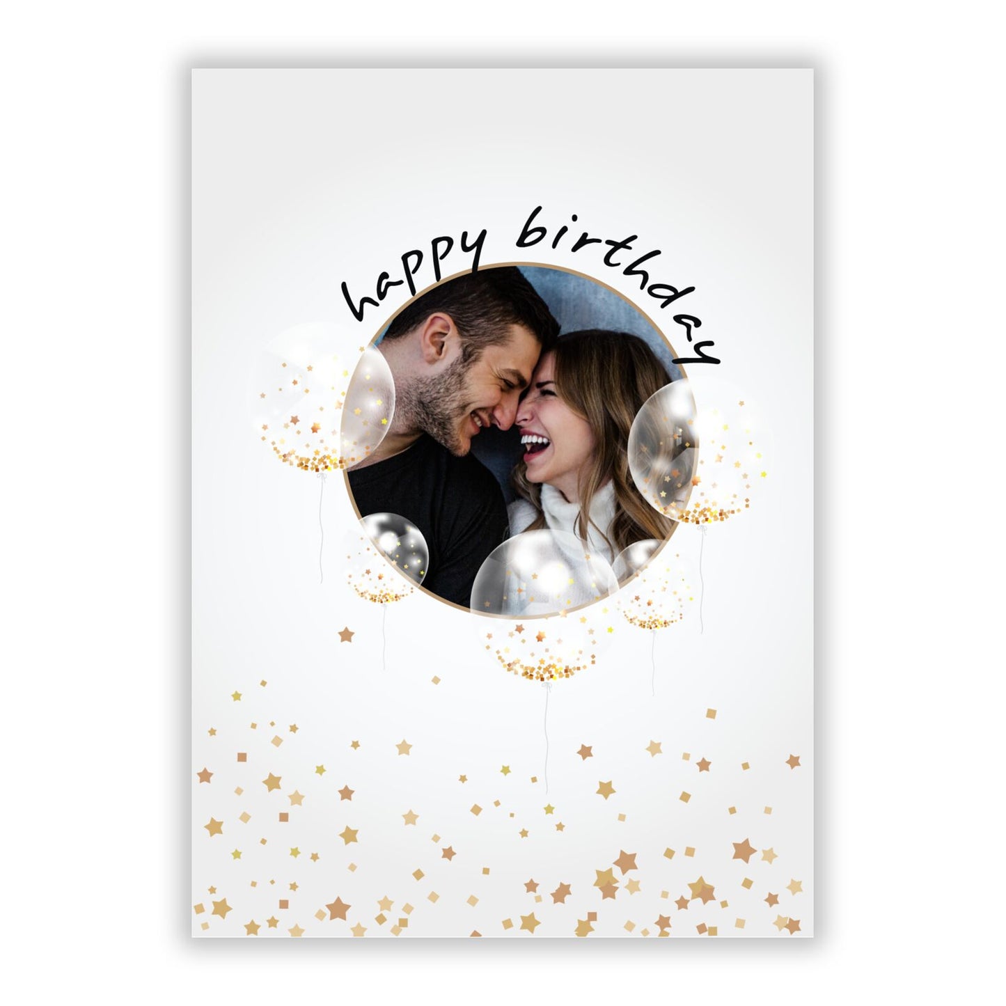 Personalised Happy Birthday Glitter Balloons A5 Flat Greetings Card