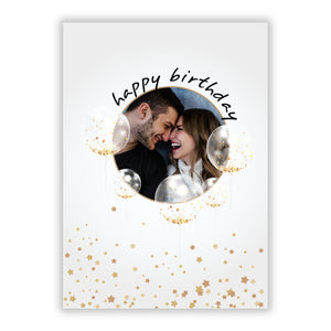 Personalised Happy Birthday Glitter Balloons Greetings Card