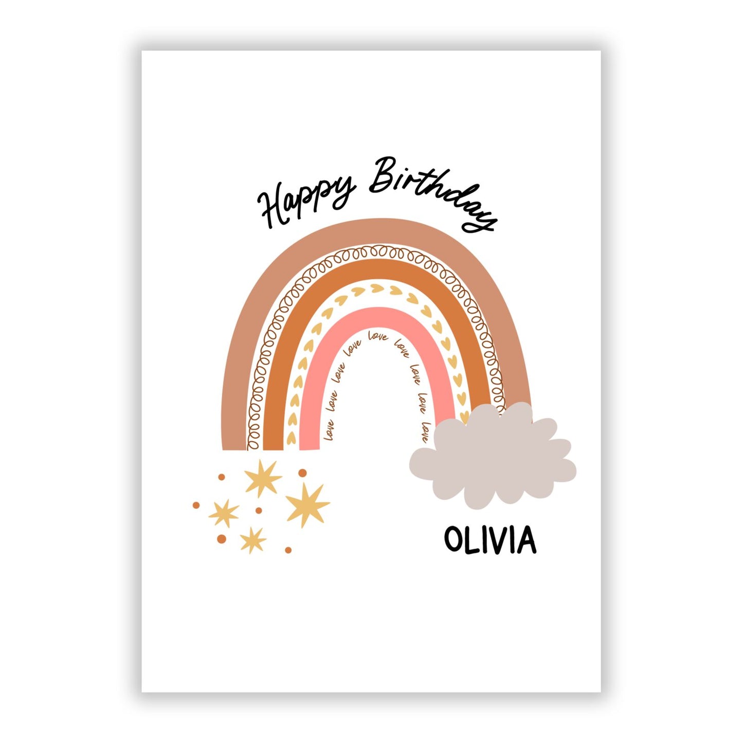 Personalised Happy Birthday Rainbow A5 Flat Greetings Card