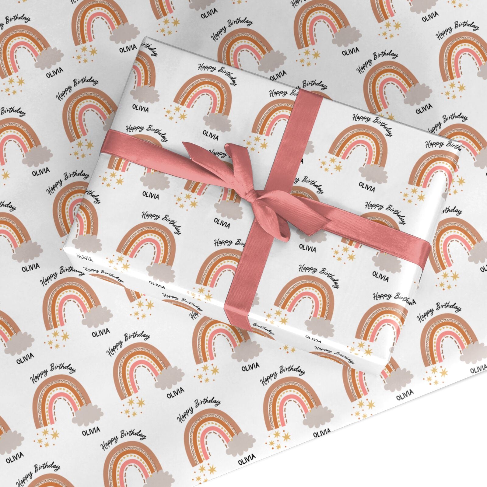 Personalised Happy Birthday Rainbow Custom Wrapping Paper