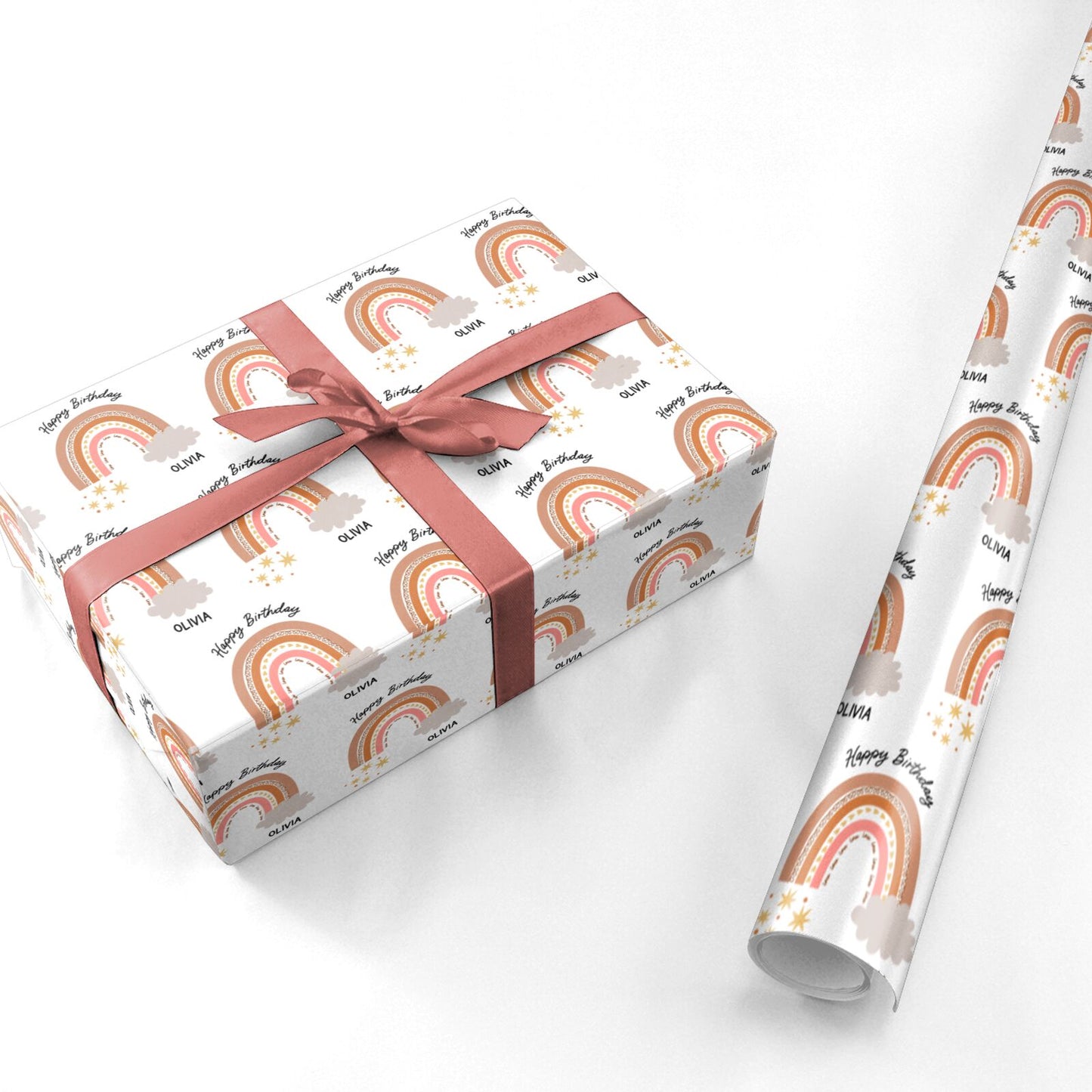 Personalised Happy Birthday Rainbow Personalised Wrapping Paper