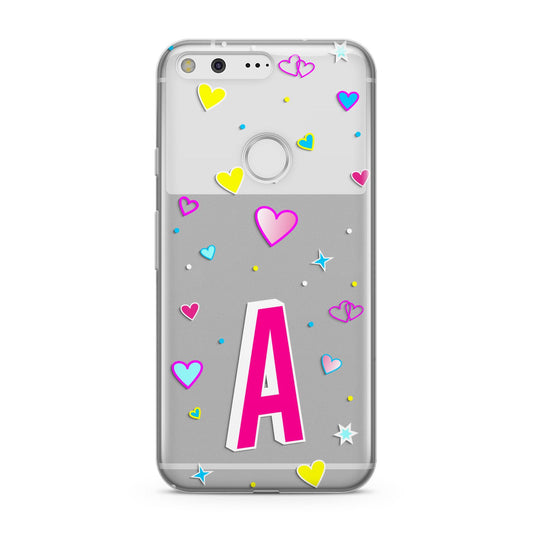 Personalised Heart Alphabet Clear Google Pixel Case