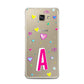 Personalised Heart Alphabet Clear Samsung Galaxy A7 2016 Case on gold phone
