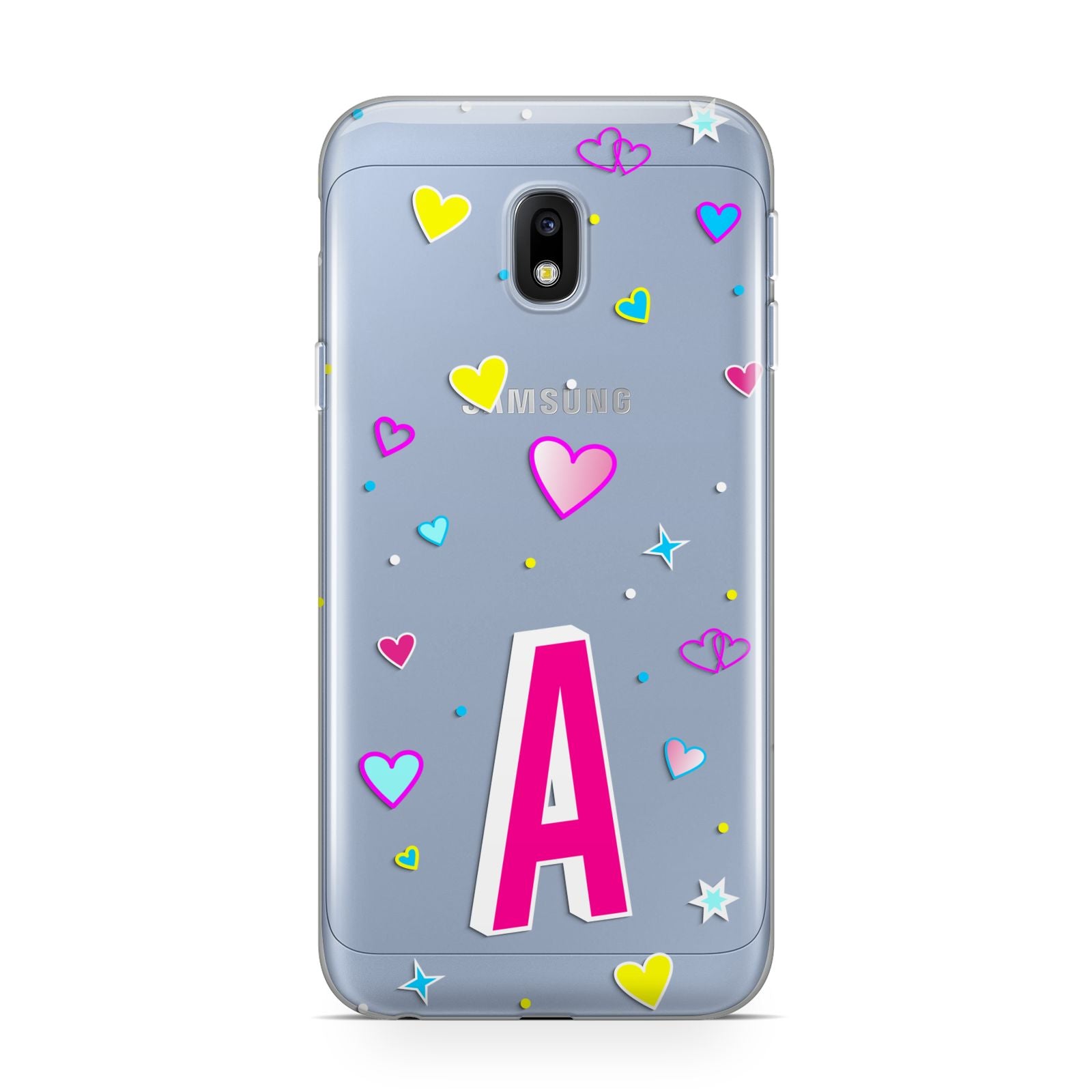 Personalised Heart Alphabet Clear Samsung Galaxy J3 2017 Case