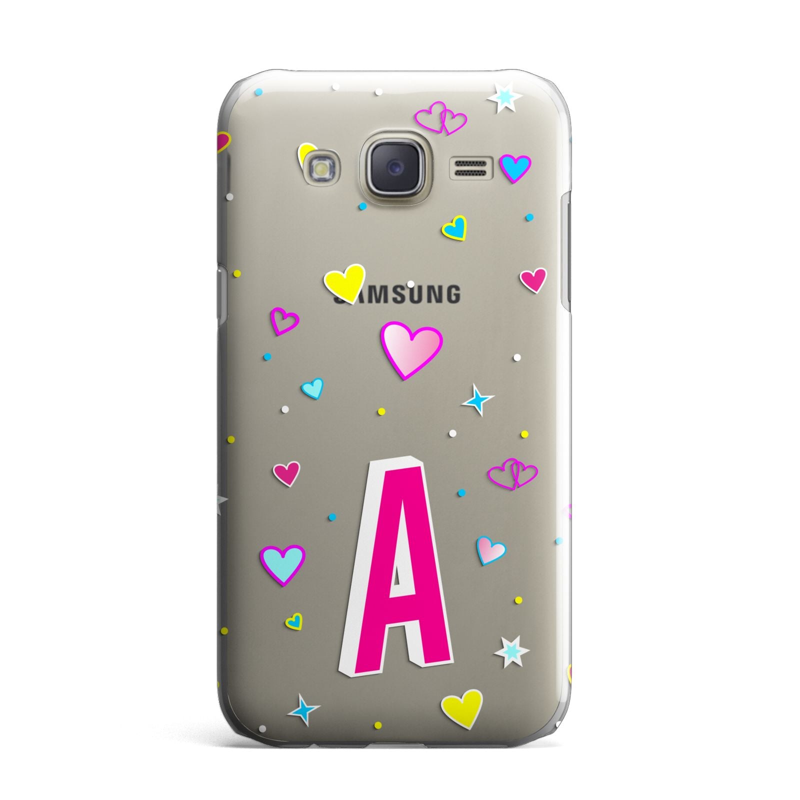 Personalised Heart Alphabet Clear Samsung Galaxy J7 Case