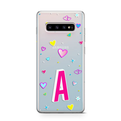Personalised Heart Alphabet Clear Samsung Galaxy S10 Case