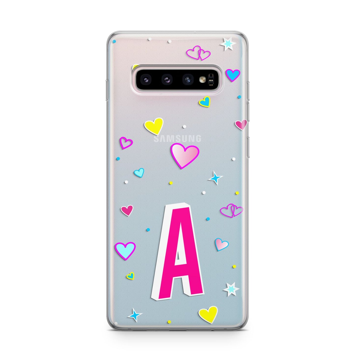 Personalised Heart Alphabet Clear Samsung Galaxy S10 Plus Case