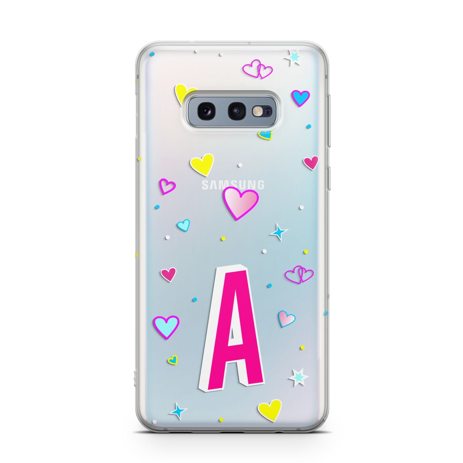 Personalised Heart Alphabet Clear Samsung Galaxy S10E Case