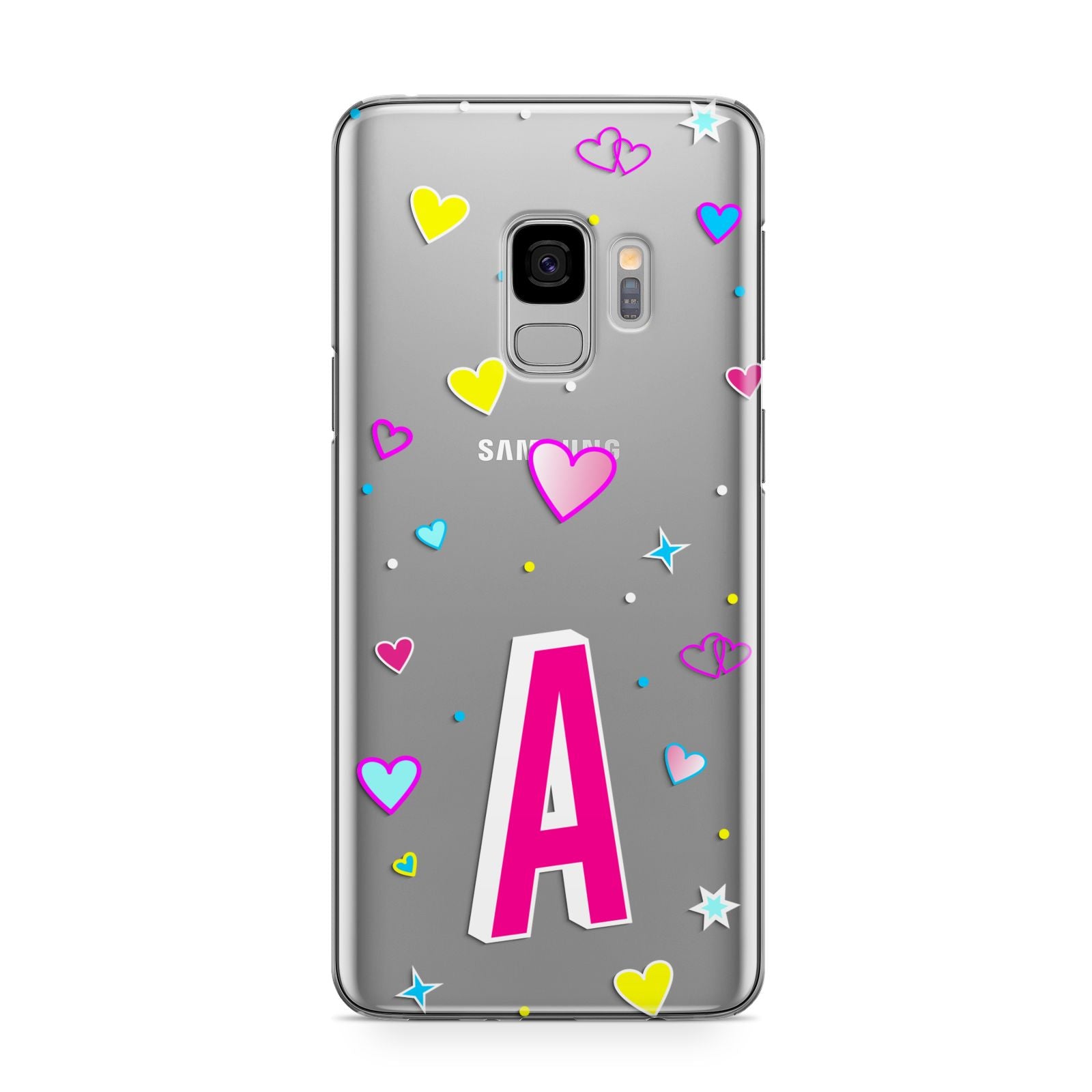 Personalised Heart Alphabet Clear Samsung Galaxy S9 Case
