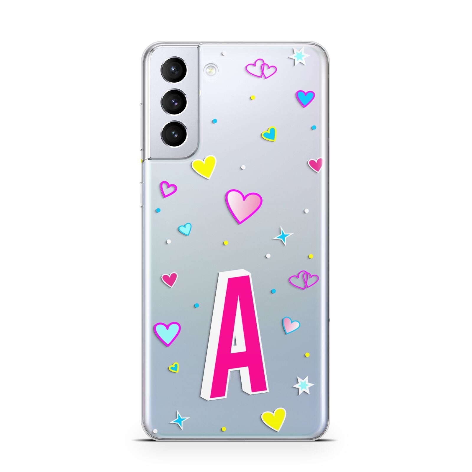 Personalised Heart Alphabet Clear Samsung S21 Plus Phone Case