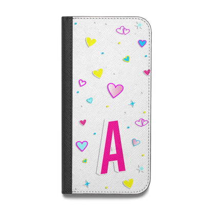 Personalised Heart Alphabet Clear Vegan Leather Flip Samsung Case
