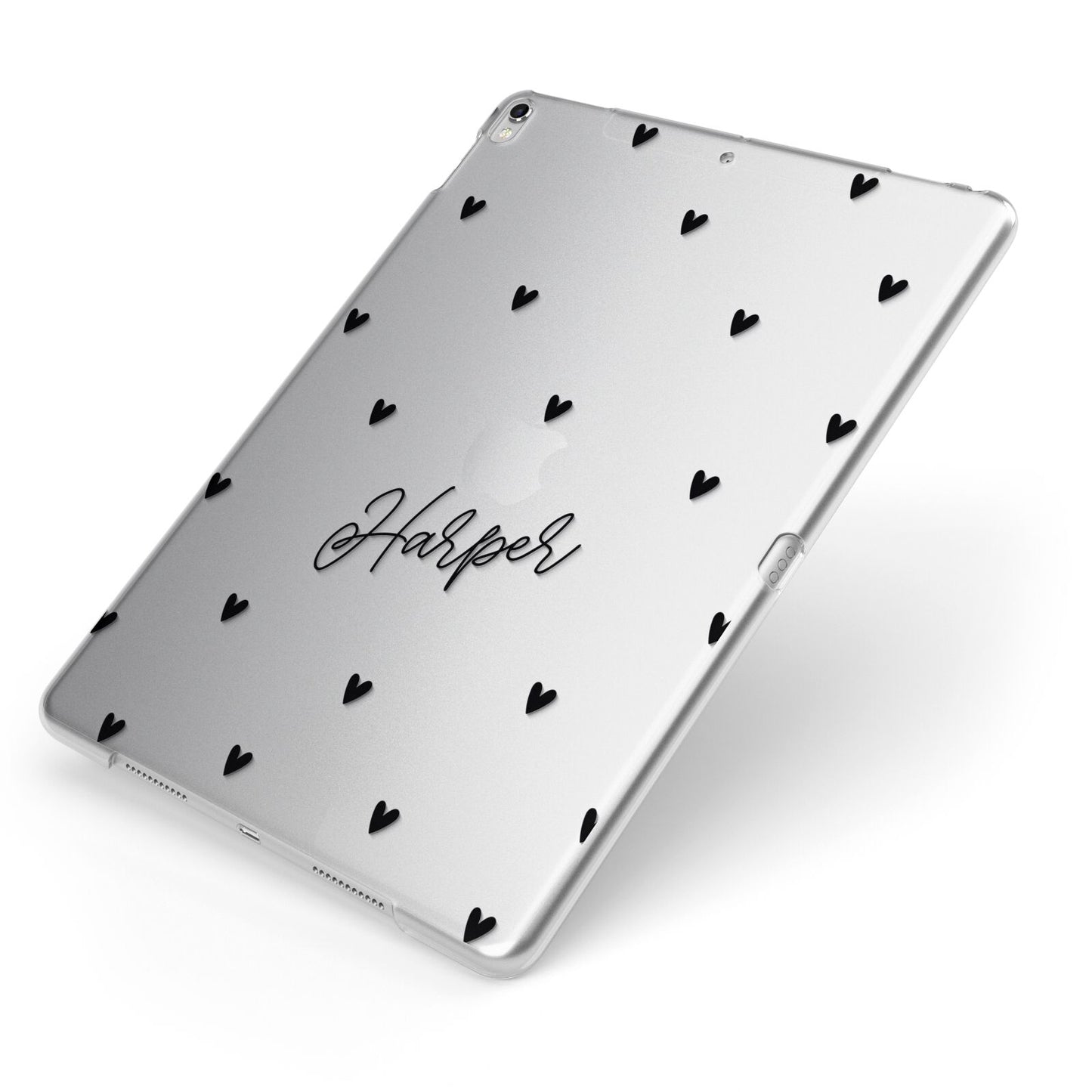 Personalised Heart Apple iPad Case on Silver iPad Side View